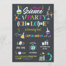Mad Science Birthday Party Chalkboard Girl