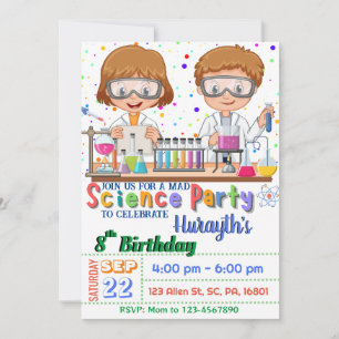 Mad Science Birthday Party `Einladung für Jungen i Einladung