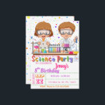 Mad Science Birthday Party `Einladung für Mädchen  Einladung<br><div class="desc">Erleben Sie Ihre Gäste mit dieser farbenprächtigen naturwissenschaftlichen Geburtstagsfeier mit wissenschaftlichen Elementen wie experimentellen Werkzeugen und zwei Wissenschaftlern, die ein Experiment durchführen, farbenfrohe Punkte sind für den Hintergrund. Fügen Sie einfach Ihre Veranstaltungsdetails zu dieser einfach zu bedienenden Vorlage hinzu, um sie zu einer einmaligen Einladung zu machen. Im Speicher finden...</div>
