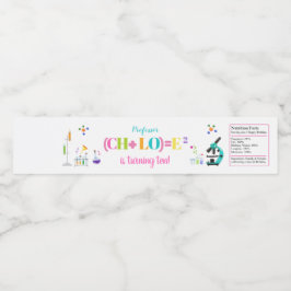 Mad Science Birthday Party Girl Favor White Wasserflaschenetikett