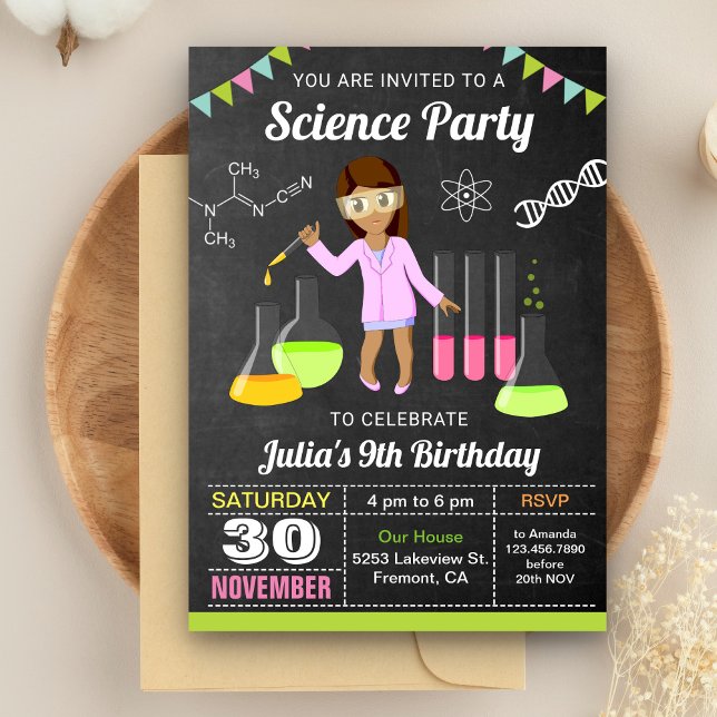 Mad Science Experiment Girls Geburtstagsparty einl Einladung (Von Creator hochgeladen)