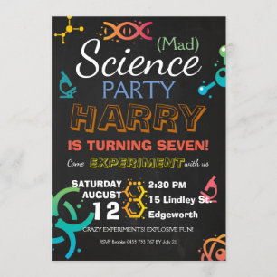 Mad Science Labrador Chalkboard Party Geburtstag C Einladung