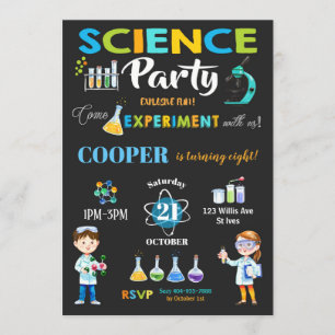 Mad Science Party Birthday Einladung Boy