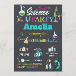 Mad Science Party Birthday Invitation Girl Einladung