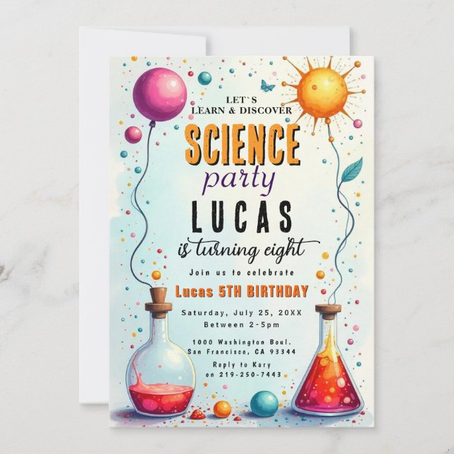Mad Science Party Einladung zum Geburtstag (Vorderseite)