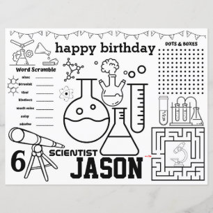 Mad science plaemats, Mad science birthday games