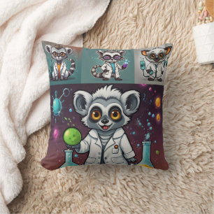 Mad Scientist Lemur Print Kissen