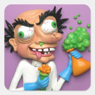Mad Scientist Quadratischer Aufkleber