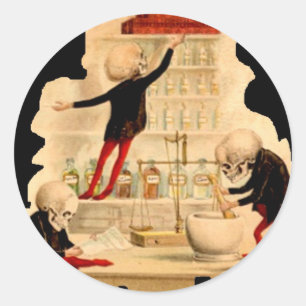 Mad Scientist Skeletts Runder Aufkleber