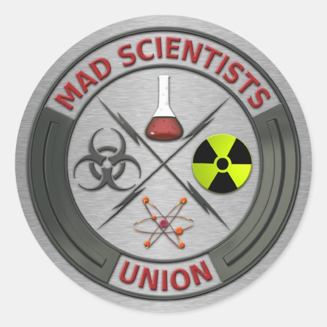 Mad Scientist Union Runder Aufkleber (Vorderseite)