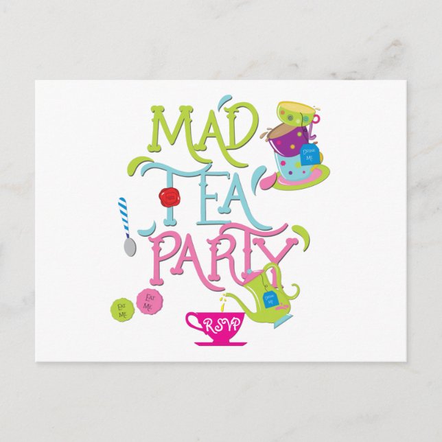 Mad Tee Party Wonderland Whimsical UAWG Postkarte (Vorderseite)
