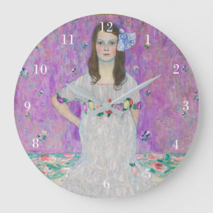 Mada Primavesi Gustav Klimt Lila Mädchenporträt Große Wanduhr