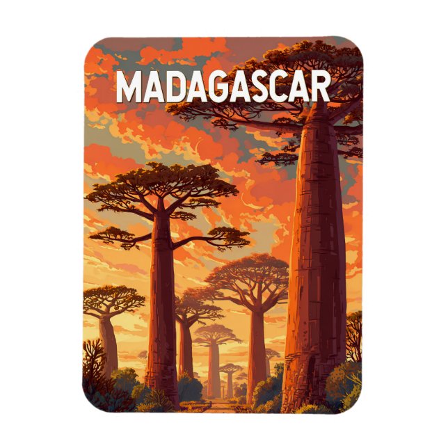 Madagascar Illustration Reise Kunst Vintage Magnet (Vertikal)