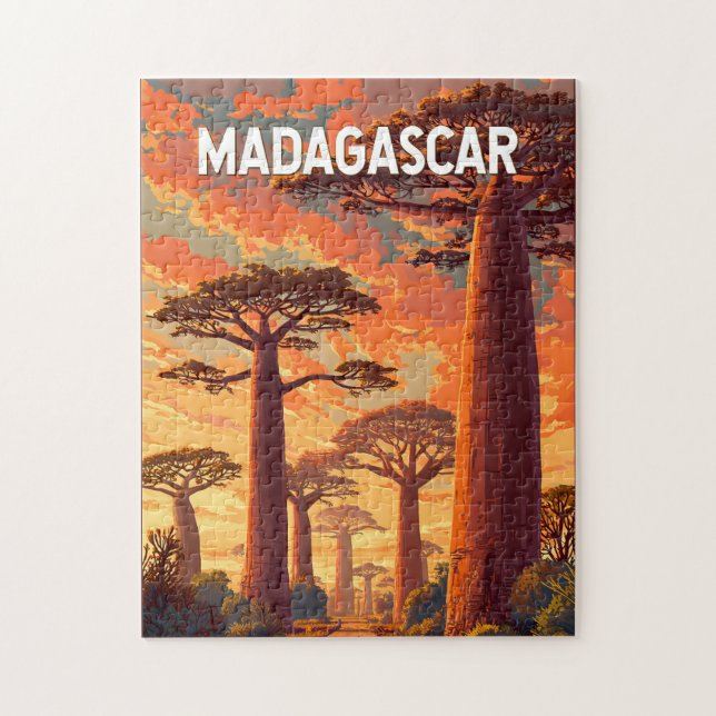 Madagascar-Illustration Reise Kunst Vintage Puzzle (Vertikal)