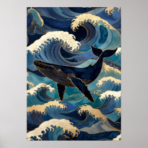 Madagascar Ozeanwal - Blaue & goldene Wellen    Poster