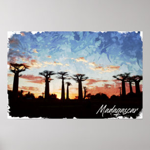 Madagaskar Avenue of the Baobabs Panorama View Poster