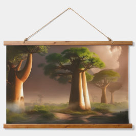 Madagaskar Baobab Forest Fantasy Wandteppich Mit Holzrahmen