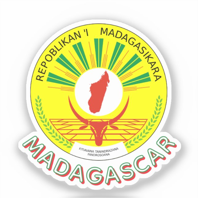 Madagaskar Emblem mit Flagge-Detail Aufkleber (Vorderseite)