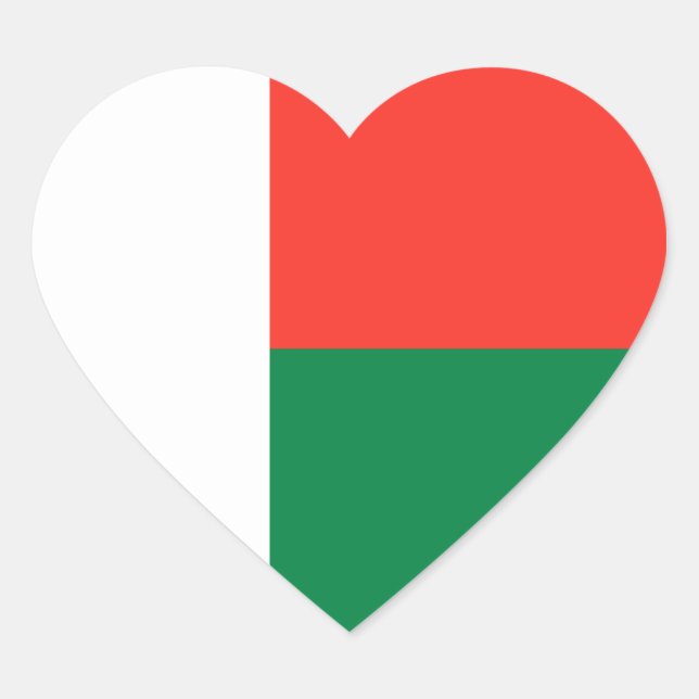 Madagaskar-Fahne-Heftsticker Herz-Aufkleber (Vorderseite)