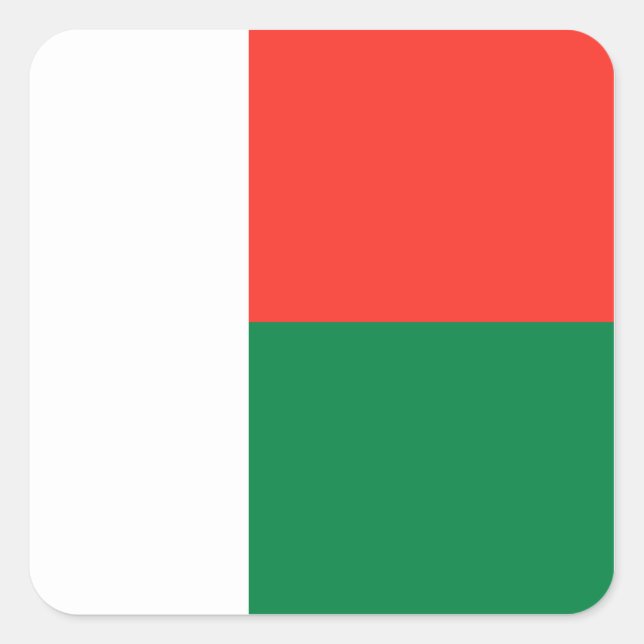 Madagaskar-Flag-Aufkleber Quadratischer Aufkleber (Vorderseite)