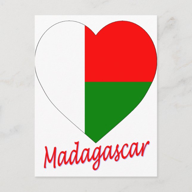 Madagaskar Flag Herz Postkarte (Vorderseite)
