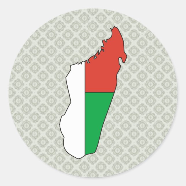 Madagaskar Flag Karte Runder Aufkleber (Vorderseite)