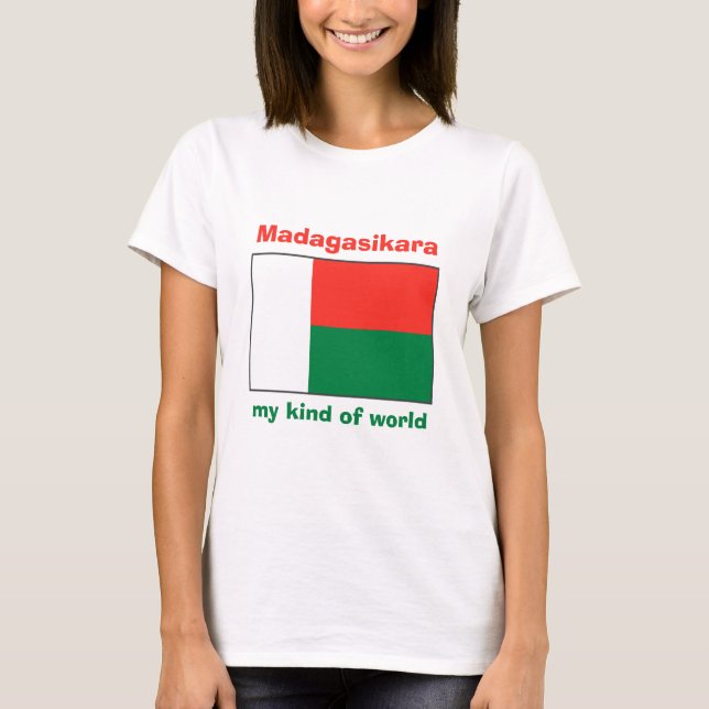Madagaskar-Flag + Karte + Text-T - Shirt (Vorderseite)