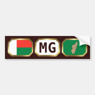 Madagaskar Flag Map Code Bumper Sticker Autoaufkleber