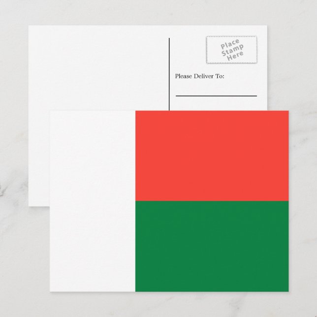 Madagaskar-Flagge, Flagge Postkarte (Vorne/Hinten)