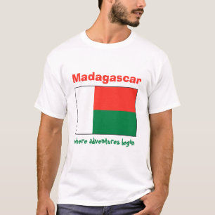 Madagaskar-Flagge + Karte + Text-T - Shirt