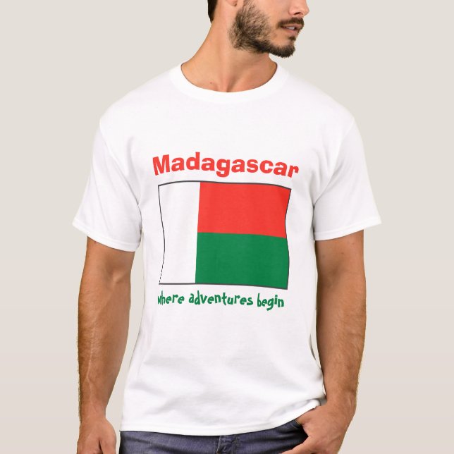Madagaskar-Flagge + Karte + Text-T - Shirt (Vorderseite)