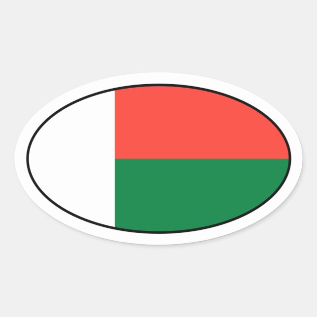 Madagaskar-Flagge Oval-Aufkleber Ovaler Aufkleber (Vorderseite)
