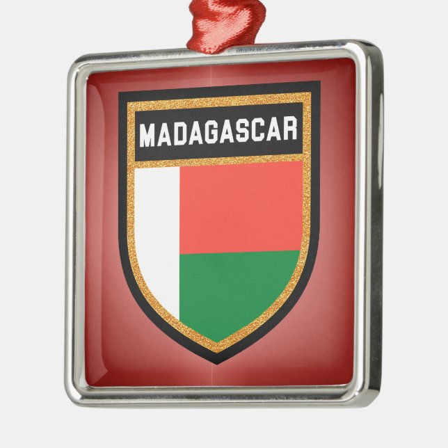 Madagaskar-Flagge Silbernes Ornament (Links)