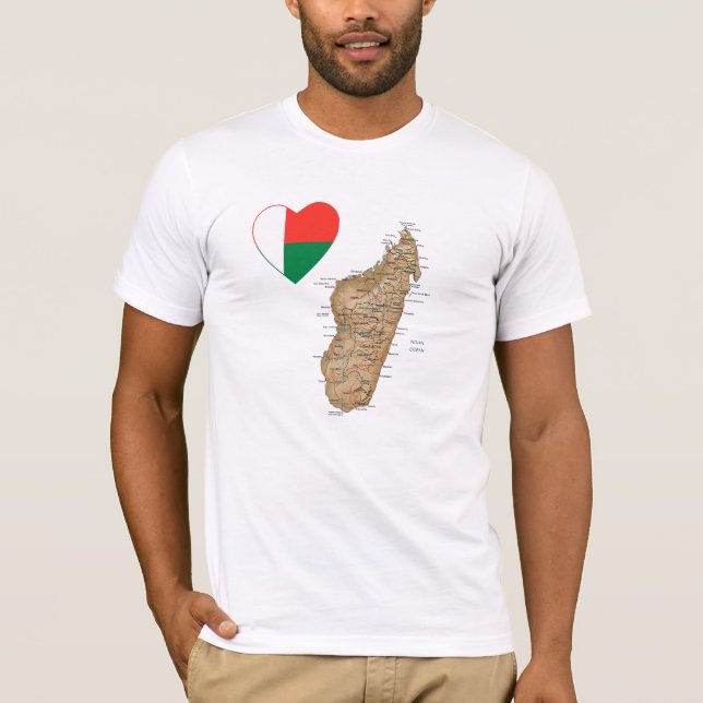 Madagaskar-Flaggen-Herz und Karten-T - Shirt (Vorderseite)