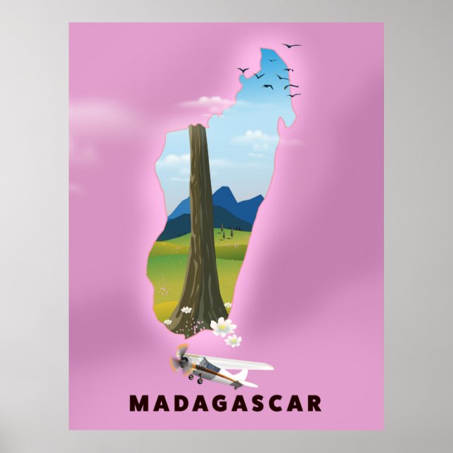 Madagaskar Illustriertes Reiseplakat Poster (Vorne)