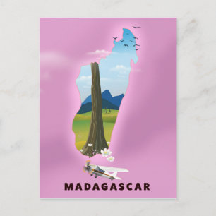 Madagaskar Illustriertes Reiseplakat Postkarte