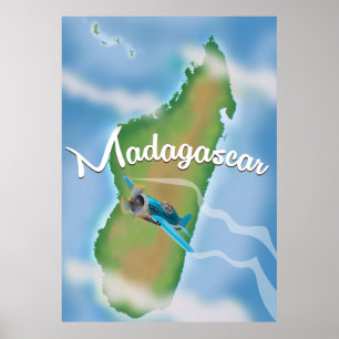 Madagaskar-Karte Vintage-Reiseposter. Poster