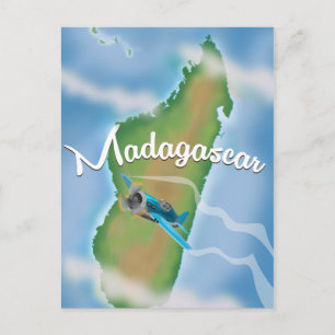 Madagaskar-Landschaft Vintage-Reiseposter. Postkarte