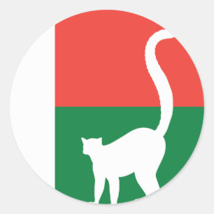 Madagaskar Lemur Madagaskar Nationale Tierflagge Runder Aufkleber