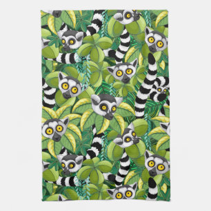 Madagaskar-Lemuren im Exotischen Dschungel Geschirrtuch