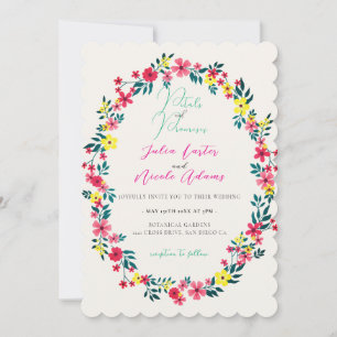 Madagaskar Pink Periwinkle Blume Wreath Wedding Einladung
