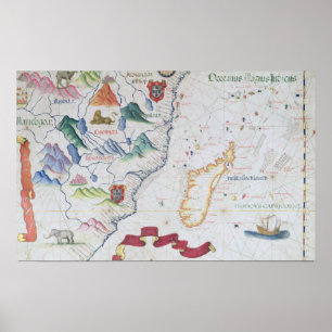 Madagaskar und afrikanische Ostküstenlinie Poster