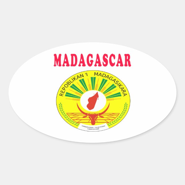 Madagaskar-Wappen Ovaler Aufkleber (Vorderseite)
