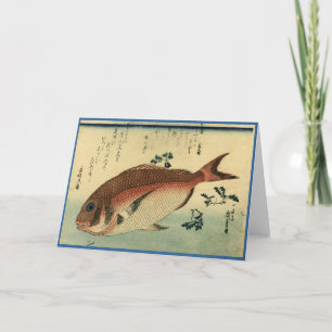 Madai oder Red Tai - Hiroshige japanische Fischdru Karte