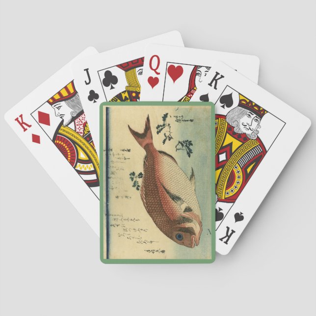 Madai oder Red Tai - Hiroshige japanische Fischdru Spielkarten (Rückseite)