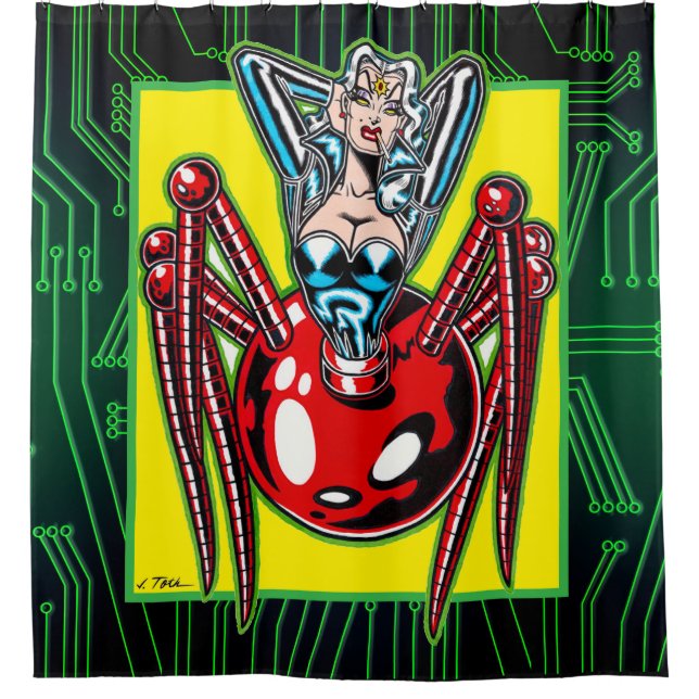 Madam Mechanism™/Mecha Spinne Duschvorhang (Vorderseite)