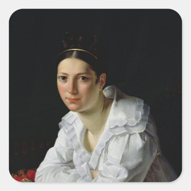 Madama Claude Marie Dubufe 1818 Quadratischer Aufkleber (Vorderseite)