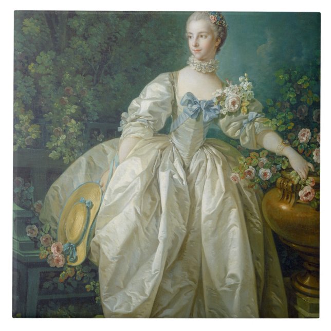 Madame Bergeret, C. 1766 (Öl auf Leinwand) Fliese (Vorderseite)