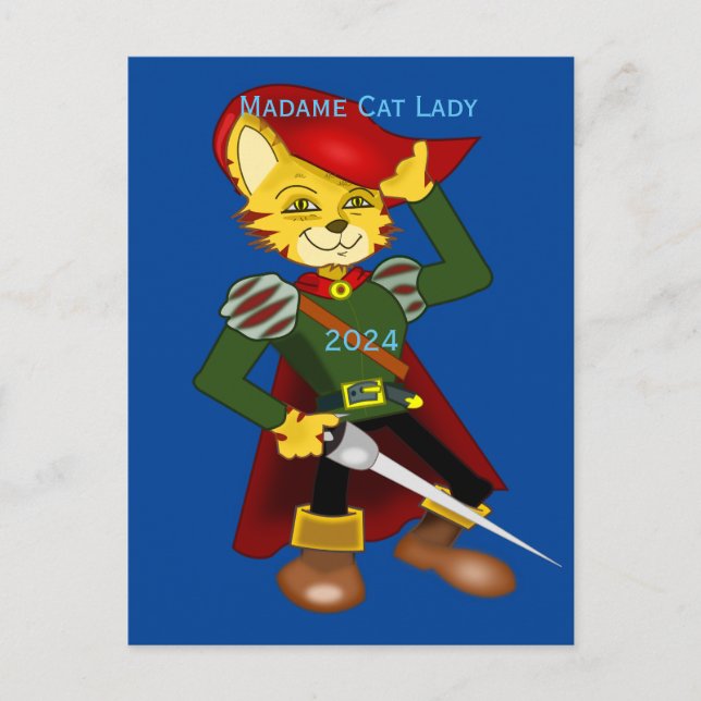 Madame Cat Lady 2024 für Präsident Thunder_Cove Postkarte (Vorderseite)