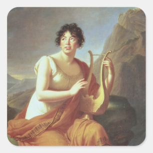 Madame de Stael als Corinne, 1809 Quadratischer Aufkleber
